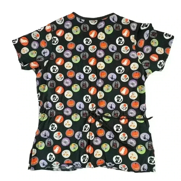 Dickies Women's Small Halloween Scrub Top with 2 Pockets Fun Print - Picture 6 of 9
